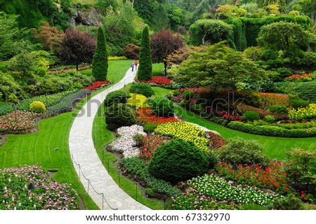 stock photo : Beautiful garden in spring, victoria, british columbia, canada