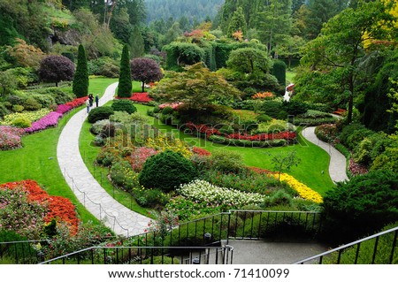 Garden Landscaping on Landscape Of Butchart Garden In Spring  Victoria  British Columbia