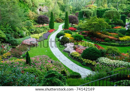 butchart garden in spring, victoria, british columbia, canada