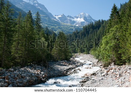 Mountain river .Lauterbrunnen valley, Switzerland
