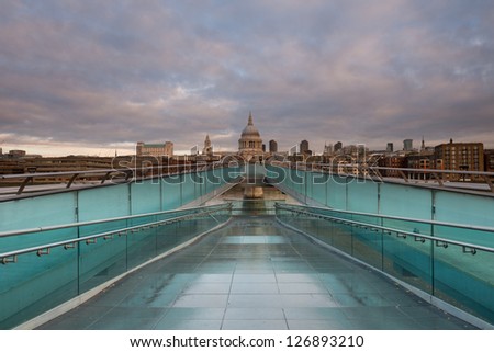 St Paul Cathedral and the Millennium Bridge,London
