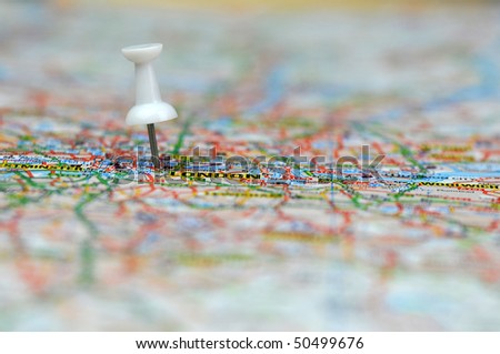 Travel to England. On a map London.