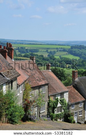 Gold Hill in Shaftesbury, Dorset, England.