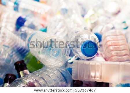 Plastic bottle in pile garbage,Waste management concept.