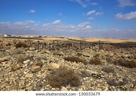 Arid landscape of Umm Ar-Rasas along the King\'s Highway in Jordan, Middle East