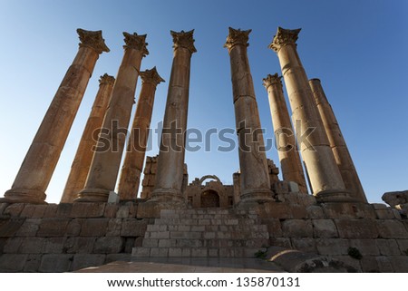 Ruin of the ancient Artemis temple in Jerash, north Jordan, Arabia, Middle East