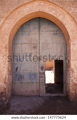 Entrance gate of the Berber Kasbah Tamgakht - High Atlas - Central Morocco