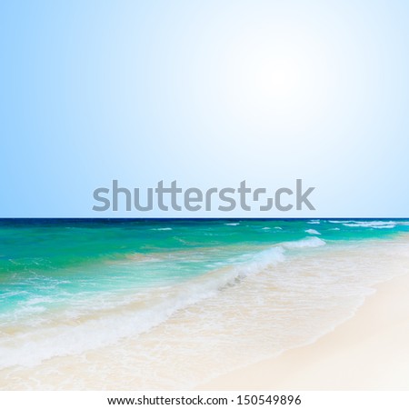 Beautiful sunny tropical beach on the island paradise in the middle of the sea
