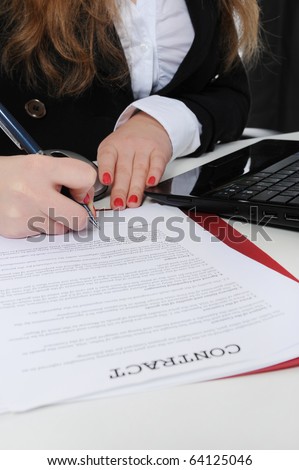 Signature of the contract. Isolated on white background