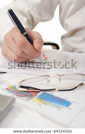 business person hands working with document