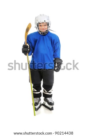 Little Boy Hockey Player. Isolated on white background