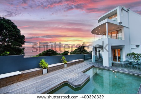 beautiful house with swimming pool in the yard