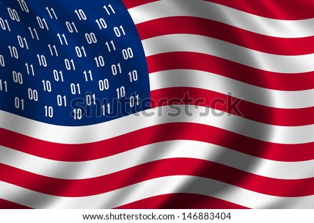 Conceptual USA flag design with binary digits instead of the traditional stars