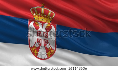 Flag of Serbia waving in the wind