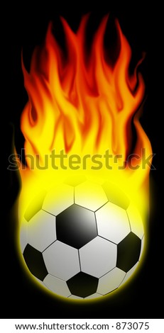 A burning soccer ball