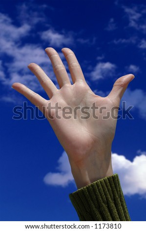 Helloooooo - female hand waving hello or help