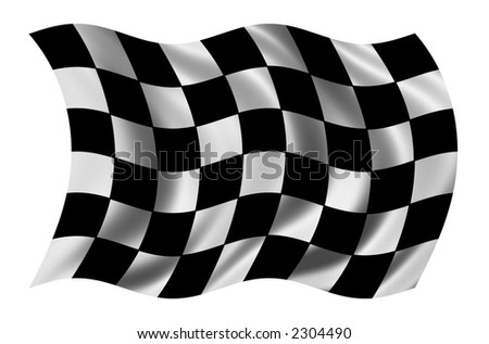 stock photo Race flag waving in the wind with cloth texture clipping 