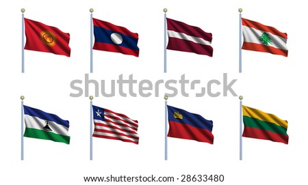south and north korea flag. stock photo : World flag set