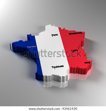detailed map of france with cities. stock photo : Map of France in
