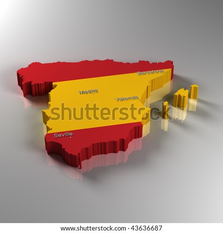 stock photo : 3D Map of Spain