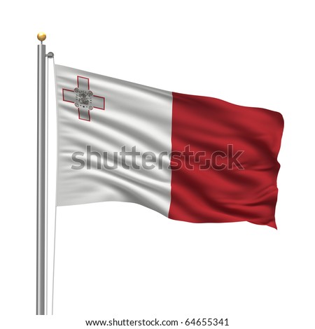 Eurovisión 2011 - Página 3 Stock-photo-flag-of-malta-with-flag-pole-waving-in-the-wind-over-white-background-64655341