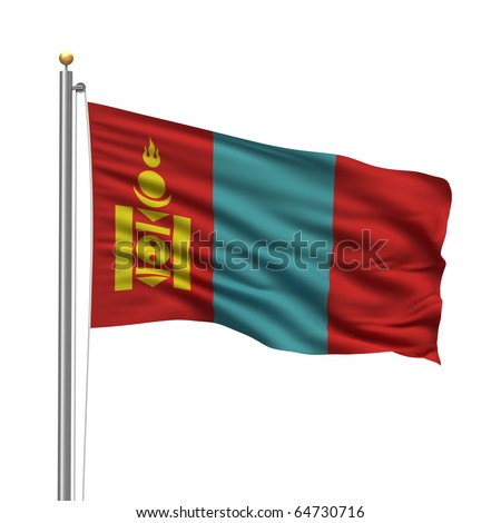 north korean flag pole. stock photo : Flag of Mongolia