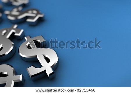 Dollar concept with silver dollar symbols over blue background Dollar concept with silver dollar symbols over blue background
