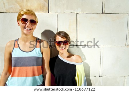 Two  beautiful woman with sunglasses