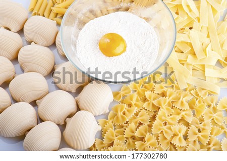 different types of pasta. whole wheat pasta, pasta, egg flour