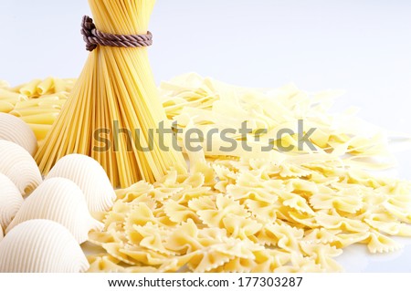 different types of pasta. whole wheat pasta, pasta