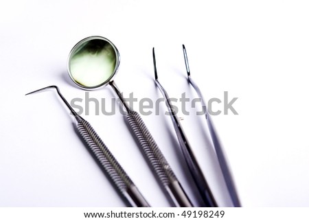dental tools in one row