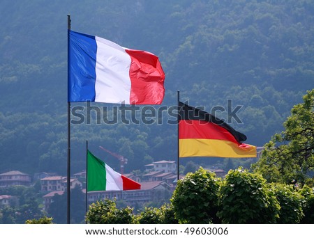 Flags Italian, German and French