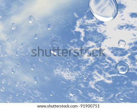 Drops on a transparent surface, representing notions such as bad weather, seasons, refreshing effect and relaxation