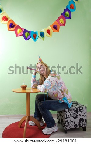 worried in her lonely birthday party