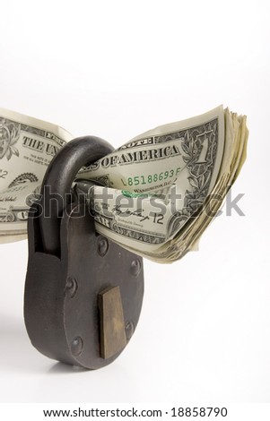 money locked up in a padlock