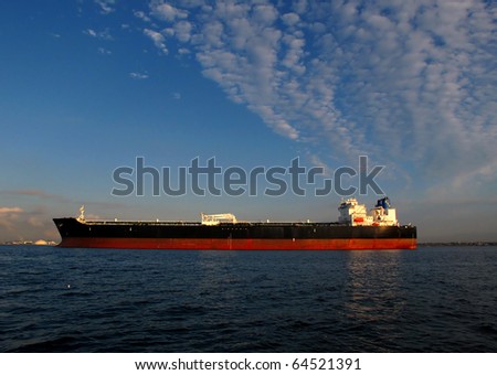 large tanker ship oil transport in los angeles harbor