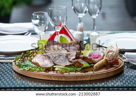 Cold meat catering platter with cold cuts of meat