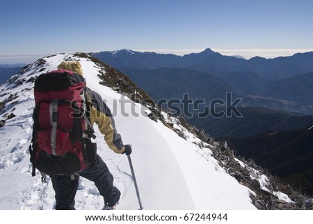 mountain guide with beautiful snow scenery.