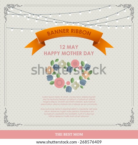 Vintage Happy Mothers's Day Background. Happy mothers day cards flat