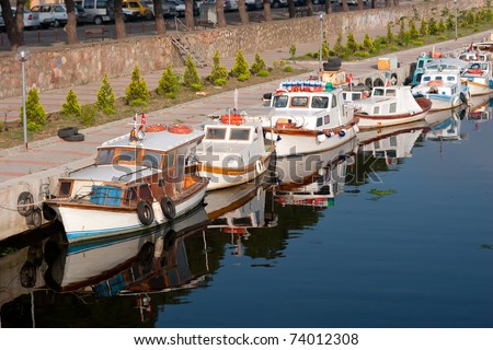 Vintage motor boats in Chanakkale, Turkey
