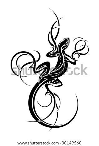 Gecko Tattoos on Lizard Tribal Tattoo Design Stock Vector 30149560   Shutterstock