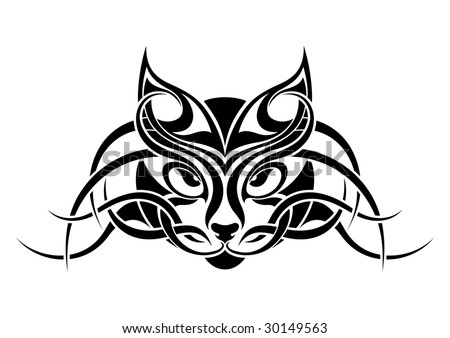 stock vector Cat tribal tattoo design