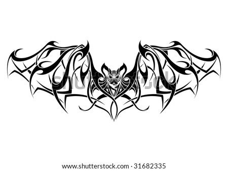 stock vector : Bat tribal tattoo design