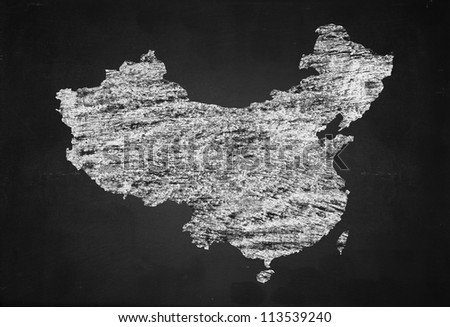 Chinese map on black board background