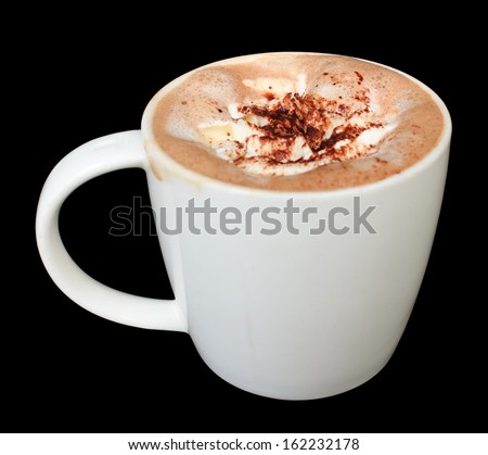 Coffee or hot chocolate on black background