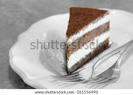 Chocolate mousse cake slice