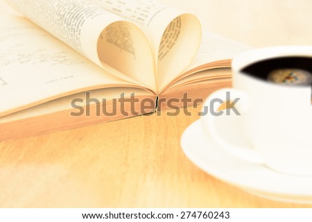 vintage love to reading book with coffee
