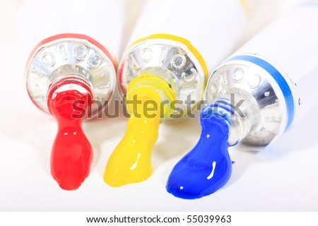 Red,yellow,blue primary watercolor tube