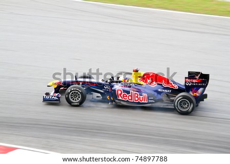 SEPANG, MALAYSIA- APRIL 8: Sebastian Vettel of Red Bull Racing in action at PETRONAS Malaysia Grand Prix on April 8, 2011 in Sepang, Malaysia. The race will be held on Sunday April 10, 2011.
