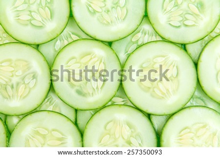 Close up of fresh cucumber slices background